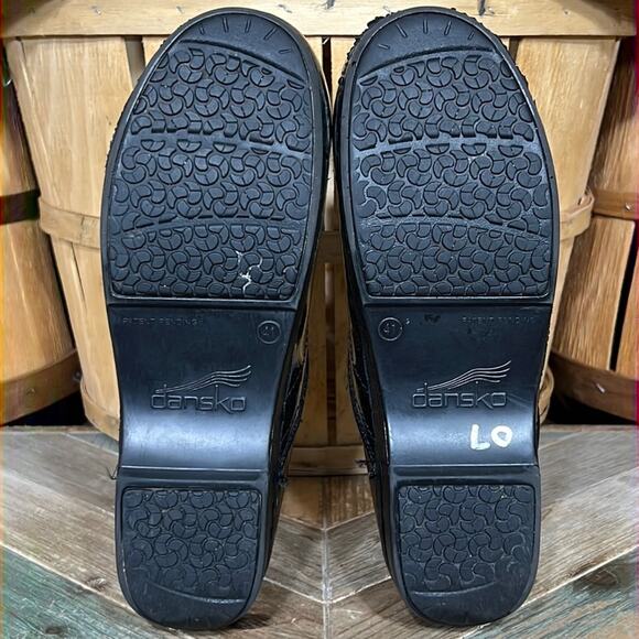 Dansko XP Black Silver Patent Slip-Resistant Professional Clogs Womens 11 EU 41 - Picture 10 of 12